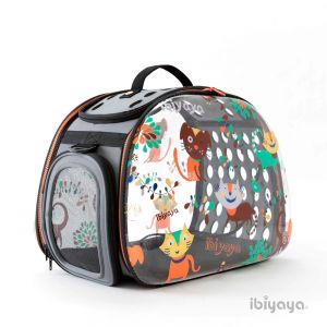 Складная сумка-переноска Ibiyaya (прозрачная дизайн Cats&Dogs) ― ЗооВетШоп