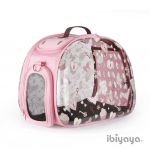 Складная сумка-переноска Ibiyaya (прозрачная/розовая, дизайн "сердечки") 