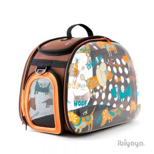 Складная сумка-переноска Ibiyaya (прозрачная, дизайн "собачки") ― ЗооВетШоп